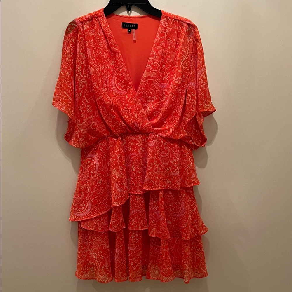 1. State Red Paisley Ruffle Mini Dress